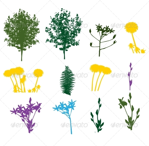GraphicRiver Set of Plant and Foliage Element Silhouettes 6730244 GraphicRiver Set of Plant and Foliage Element Silhouettes 6730244