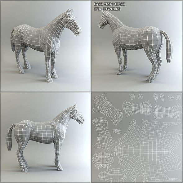 Low Poly Base Mesh Horse - 3DOcean Item for Sale
