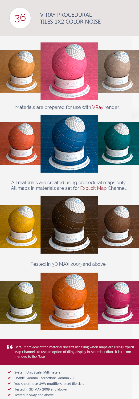 3DOcean V-Ray Procedural Tiles 1x2 Color Noise 6731582 3DOcean V-Ray Procedural Tiles 1x2 Color Noise 6731582