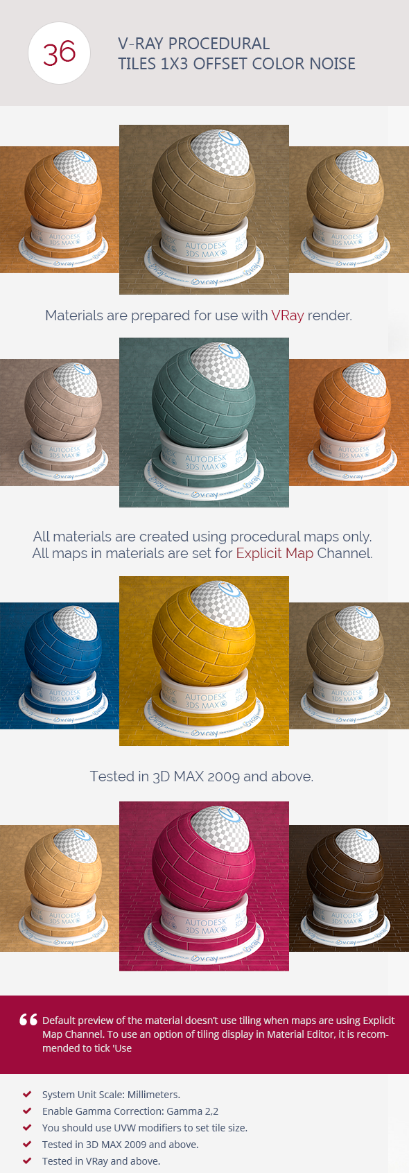 3DOcean V-Ray Procedural Tiles 1x3 Offset Color Noise 6731641 3DOcean V-Ray Procedural Tiles 1x3 Offset Color Noise 6731641