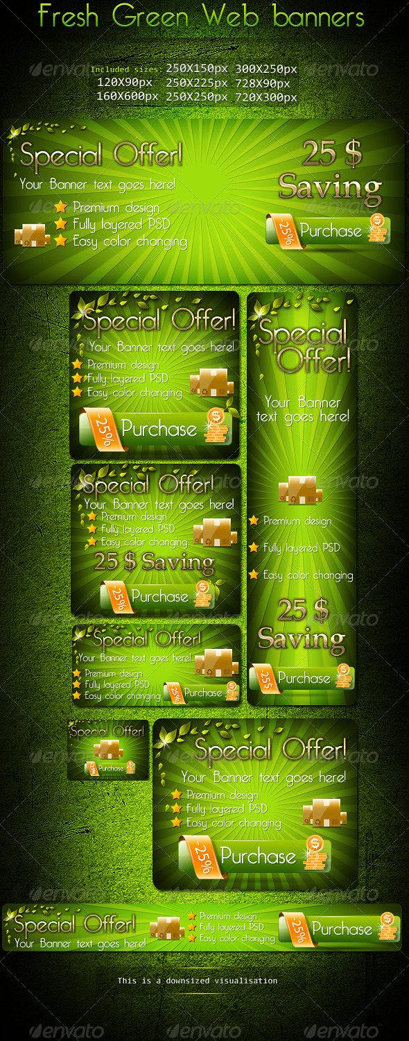 Fresh Green Web Banners - Banners & Ads Web Elements