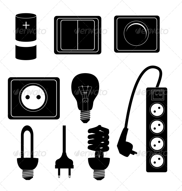 GraphicRiver Electric Accessories Silhouette Icons 6742276 GraphicRiver Electric Accessories Silhouette Icons 6742276