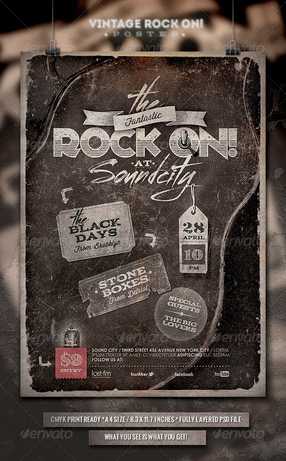 GraphicRiver Rock On Vintage Poster Flyer 6746717 GraphicRiver Rock On Vintage Poster Flyer 6746717