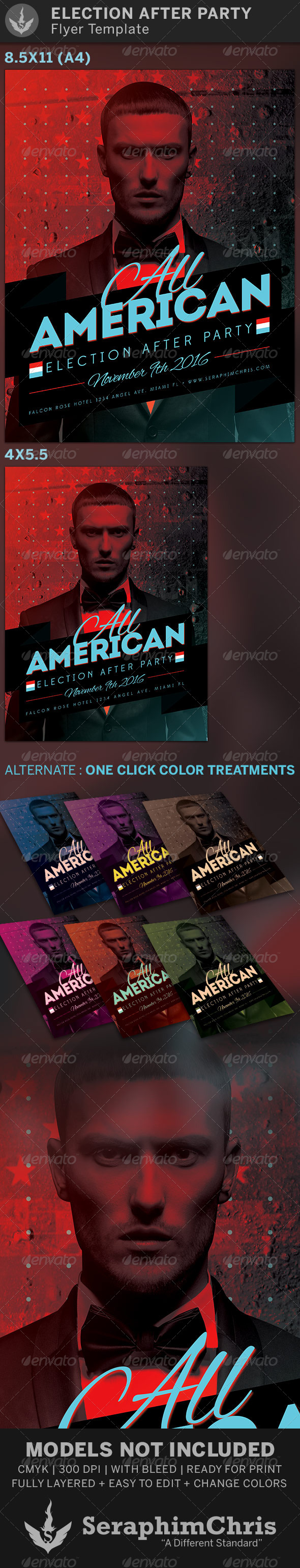 All American: Election After Party Flyer Template - Events Flyers