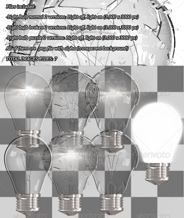 GraphicRiver Light Bulb Breaking Normal and Puzzle Shaped 6776774 GraphicRiver Light Bulb Breaking Normal and Puzzle Shaped 6776774