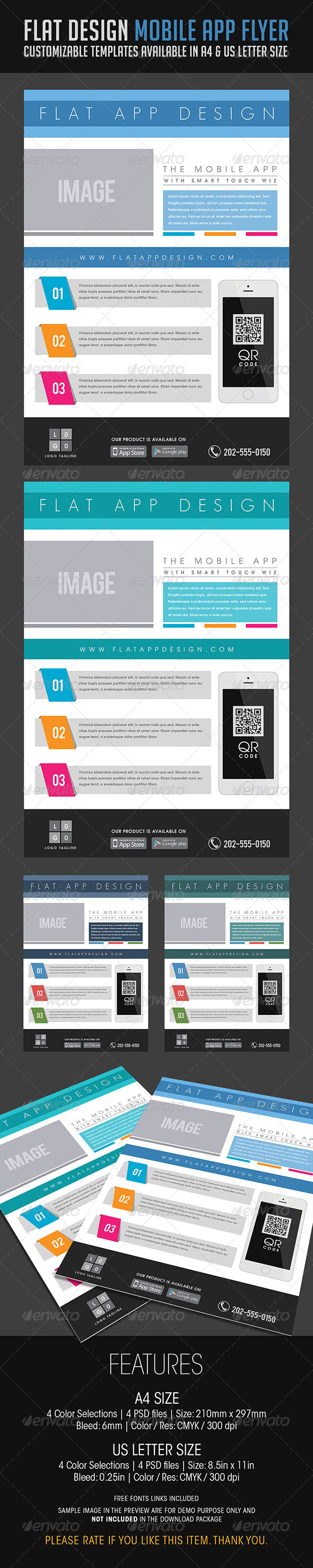GraphicRiver Flat Design Mobile App Flyer 6779582 GraphicRiver Flat Design Mobile App Flyer 6779582