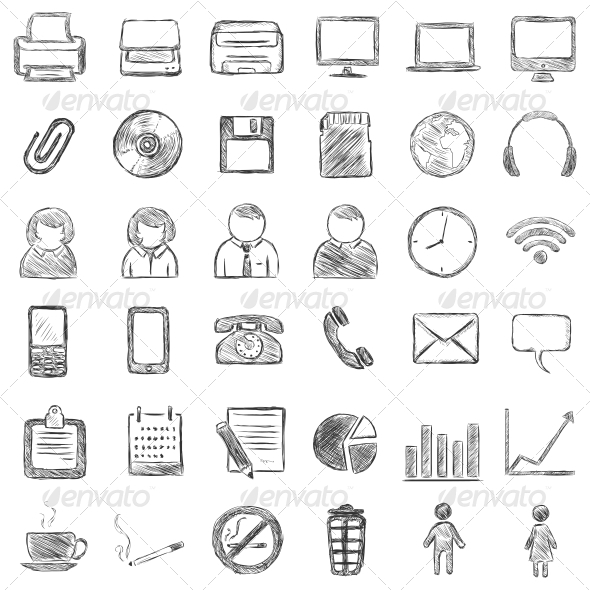 GraphicRiver Set of 36 Black Sketch Icons 6780309 GraphicRiver Set of 36 Black Sketch Icons 6780309