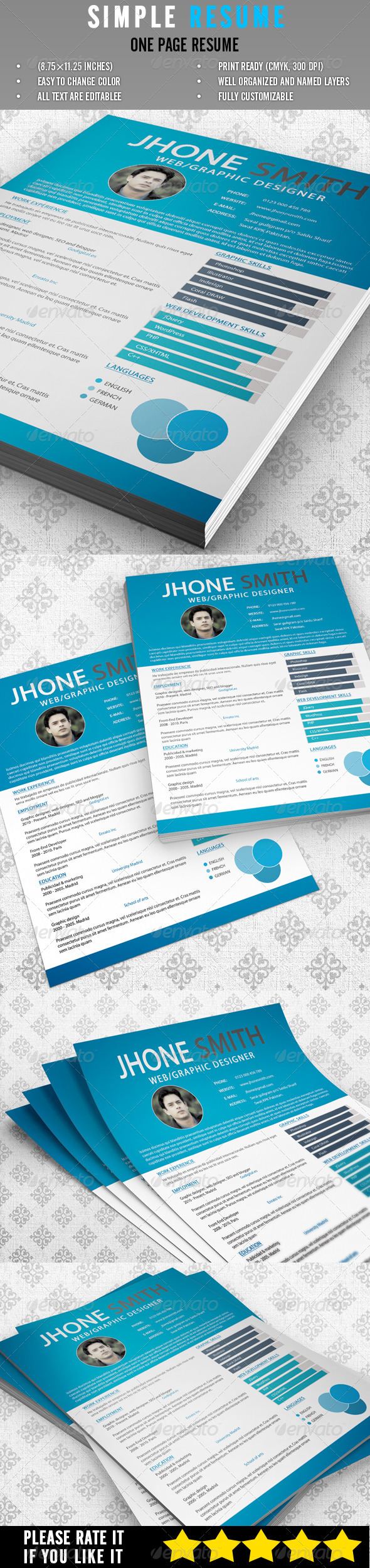 GraphicRiver Simple Resume 6784806 GraphicRiver Simple Resume 6784806