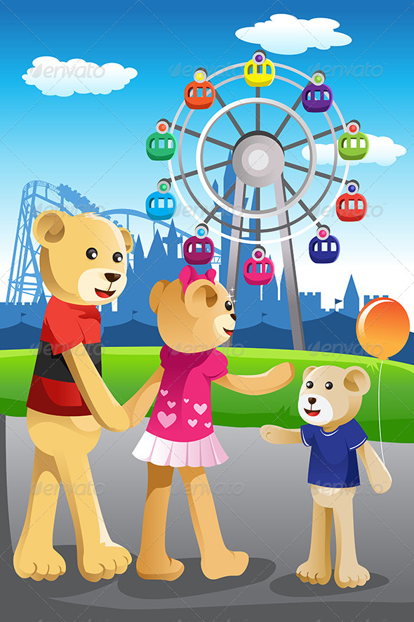 GraphicRiver Bear Family Having Fun at Amusement Park 6791961 GraphicRiver Bear Family Having Fun at Amusement Park 6791961