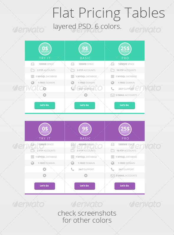 GraphicRiver Flat UI Pricing tables in 6 colors 6799344 GraphicRiver Flat UI Pricing tables in 6 colors 6799344