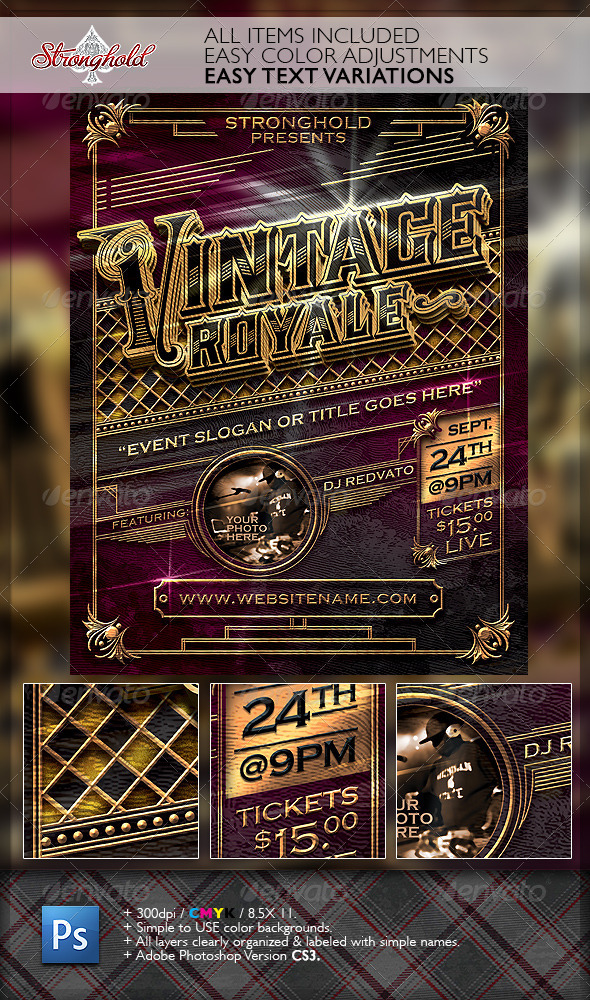 GraphicRiver Vintage Royal Gold Event Flyer Template 6802358 GraphicRiver Vintage Royal Gold Event Flyer Template 6802358