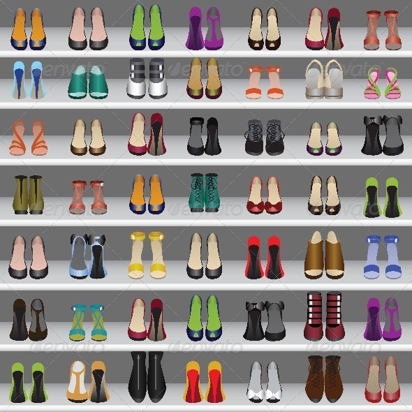 GraphicRiver Seamless Background with Shoes on Shelves 6813418 GraphicRiver Seamless Background with Shoes on Shelves 6813418