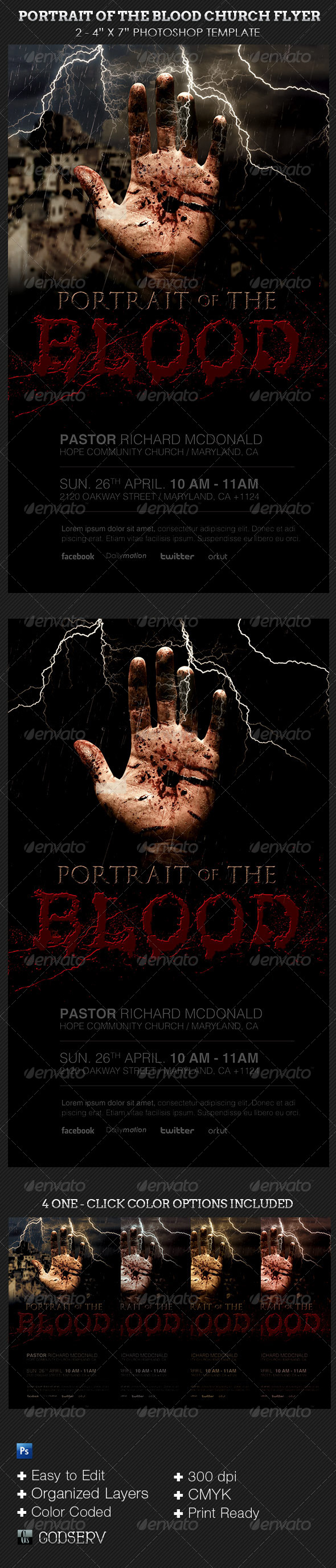 Portrait of The Blood Church Flyer Template (Church)