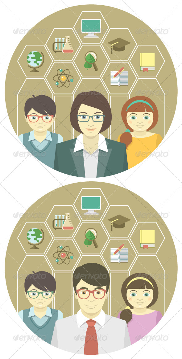 GraphicRiver Teacher and Pupils 6820544 GraphicRiver Teacher and Pupils 6820544