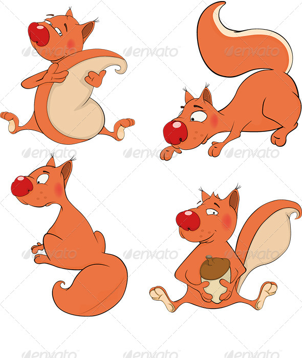 GraphicRiver Set of Squirrels Cartoon 6824182 GraphicRiver Set of Squirrels Cartoon 6824182
