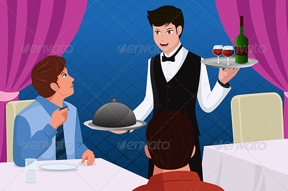GraphicRiver Waiter in a Restaurant Serving Customers 6824374 GraphicRiver Waiter in a Restaurant Serving Customers 6824374