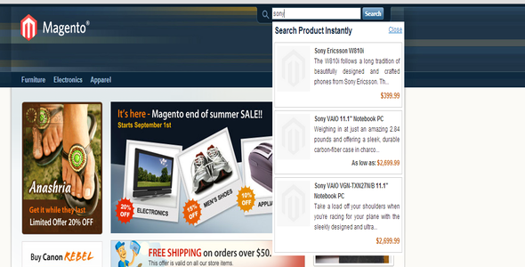 CodeCanyon Ajax AutoSearch for Magento 6783263 CodeCanyon Ajax AutoSearch for Magento 6783263