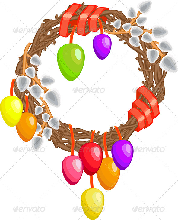 GraphicRiver Easter Wreath with Willows Eggs and Ribbon 6826387 GraphicRiver Easter Wreath with Willows Eggs and Ribbon 6826387