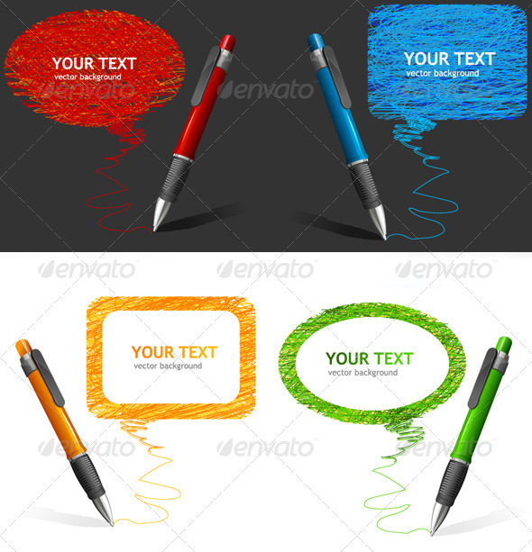 GraphicRiver Pen Text Bubbles Set 6826684 GraphicRiver Pen Text Bubbles Set 6826684
