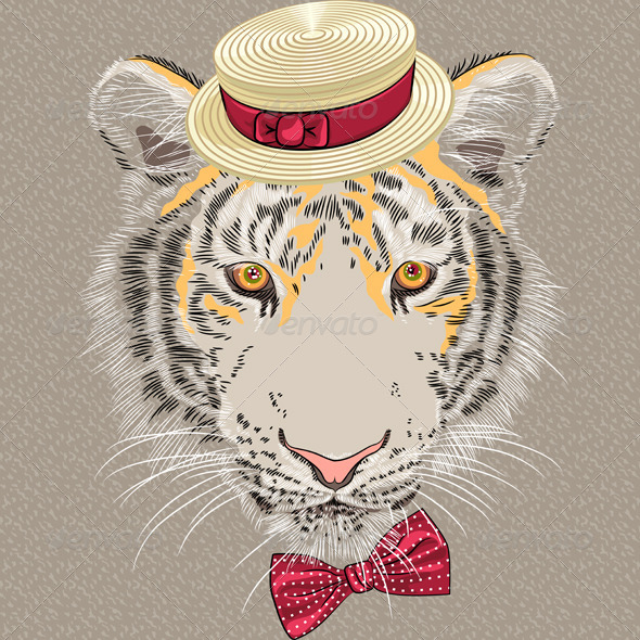 GraphicRiver Cartoon Hipster Tiger 6826793 GraphicRiver Cartoon Hipster Tiger 6826793