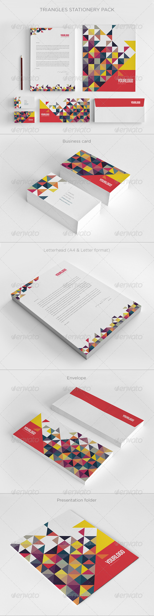 GraphicRiver Colorful Triangles Stationery 6828143 GraphicRiver Colorful Triangles Stationery 6828143
