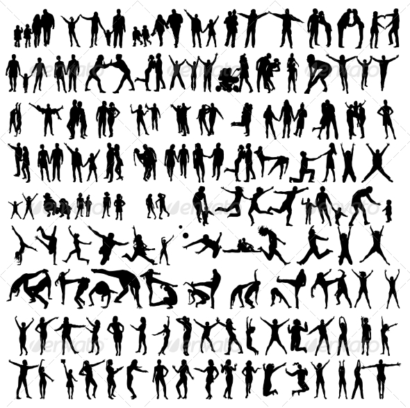 GraphicRiver Happy Family Silhouettes Jumping People 6829288 GraphicRiver Happy Family Silhouettes Jumping People 6829288