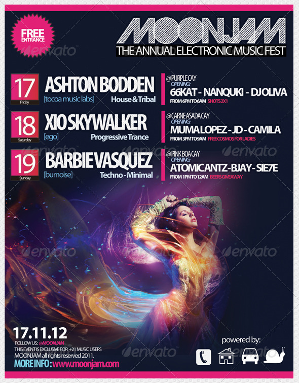 Moonjam - Electronic Fest Flyer - Clubs & Parties Events