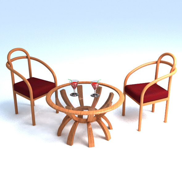 3DOcean table and 2 chair set 6837825 3DOcean table and 2 chair set 6837825