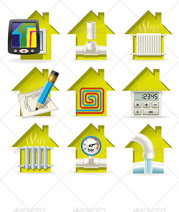 GraphicRiver Heating Home Icons 6839806 GraphicRiver Heating Home Icons 6839806