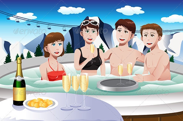GraphicRiver Young People Enjoying Jacuzzi 6843390 GraphicRiver Young People Enjoying Jacuzzi 6843390