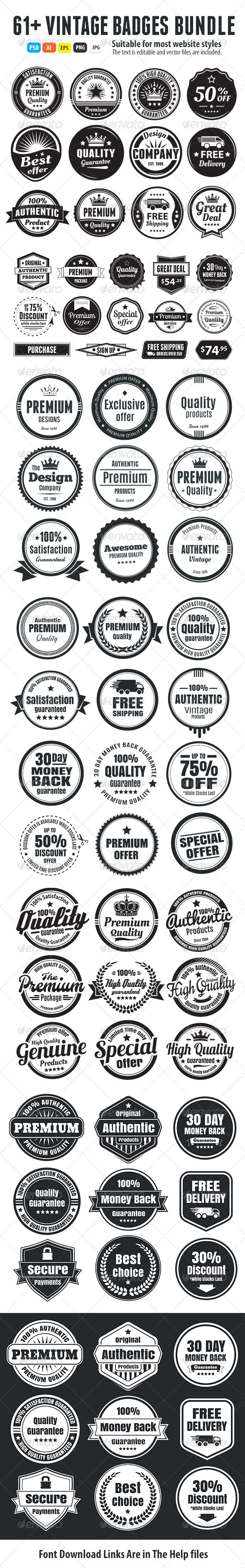 GraphicRiver 61& Vintage Badges Bundle 6848251 GraphicRiver 61& Vintage Badges Bundle 6848251