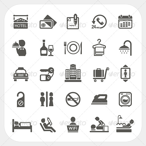 GraphicRiver Hotel and Hotel Services Icons Set 6850370 GraphicRiver Hotel and Hotel Services Icons Set 6850370