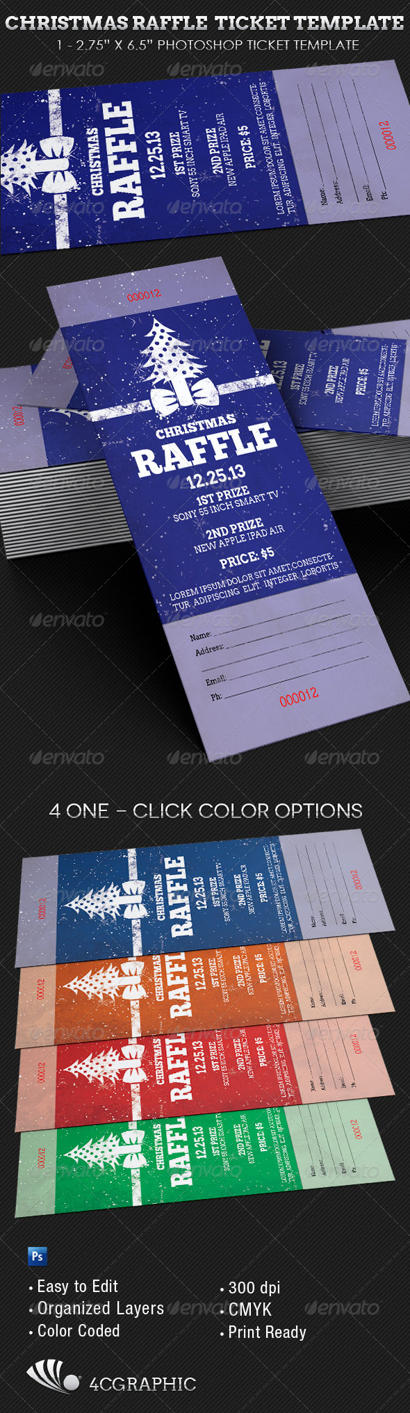 The Christmas Raffle Ticket Template - Events Flyers
