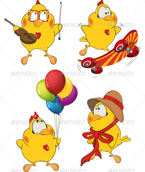 GraphicRiver Set of Chicken Cartoons 6856150 GraphicRiver Set of Chicken Cartoons 6856150
