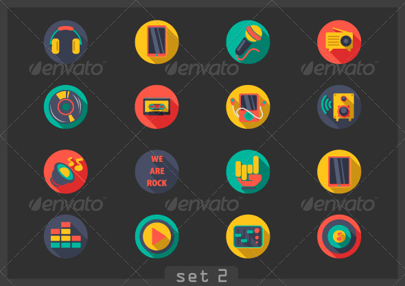 GraphicRiver Flat Music Icons 6848734 GraphicRiver Flat Music Icons 6848734