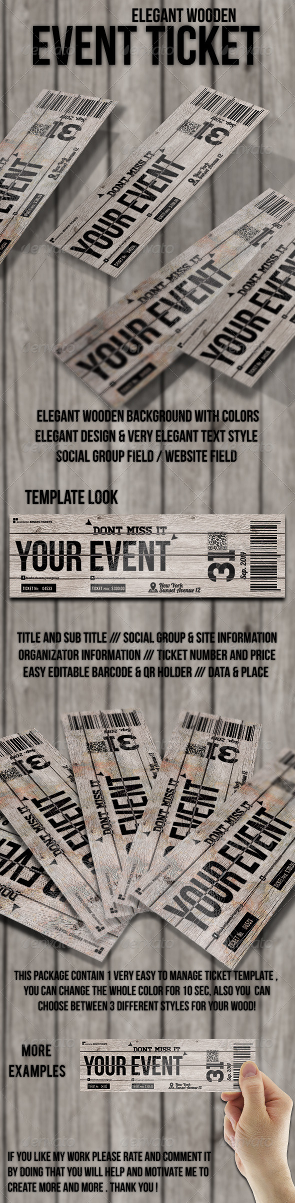 GraphicRiver Elegant wooden ticket 6859761 GraphicRiver Elegant wooden ticket 6859761