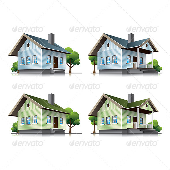 GraphicRiver Family houses cartoon icons 6865837 GraphicRiver Family houses cartoon icons 6865837
