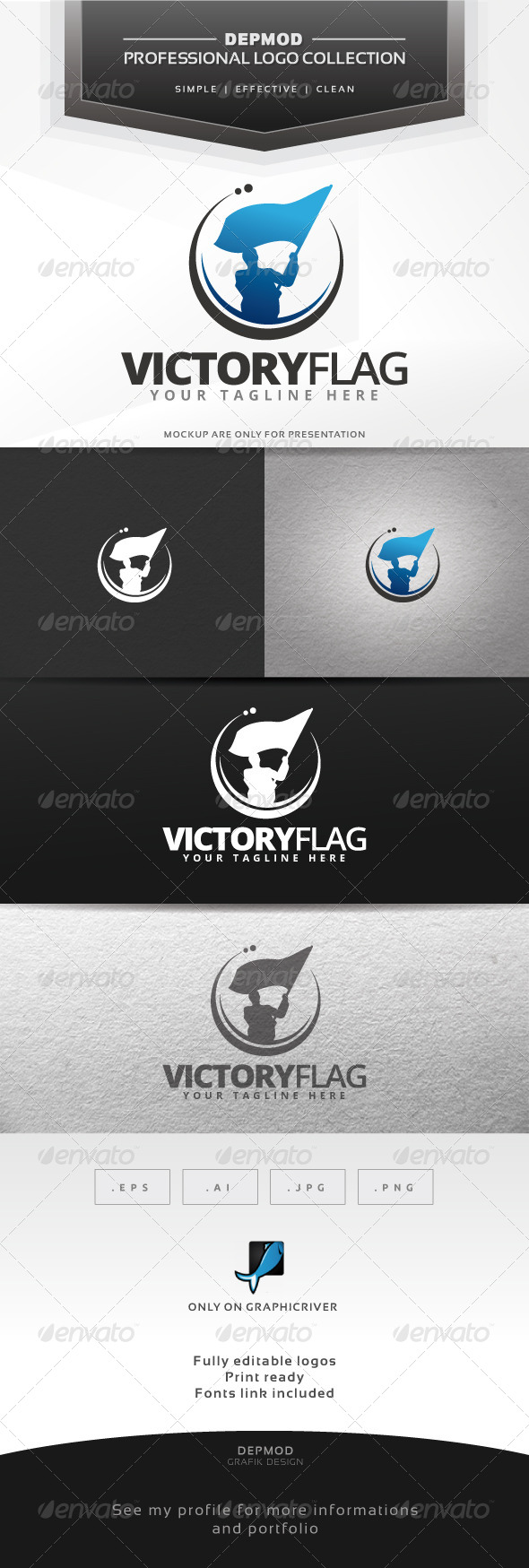 GraphicRiver Victory Flag Logo 6868277 GraphicRiver Victory Flag Logo 6868277