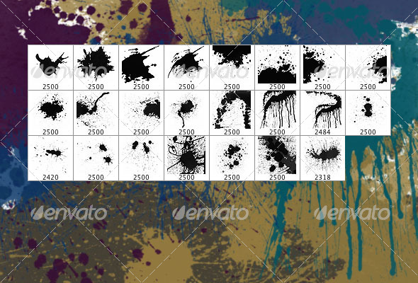 Splatters (set of 23 Photoshop brushes) - Grunge Brushes