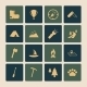 Outdoors Tourism Camping Flat Icons Set