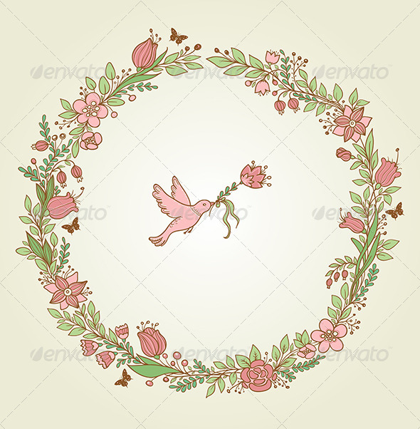 GraphicRiver Floral Frame and Bird 6889646 GraphicRiver Floral Frame and Bird 6889646