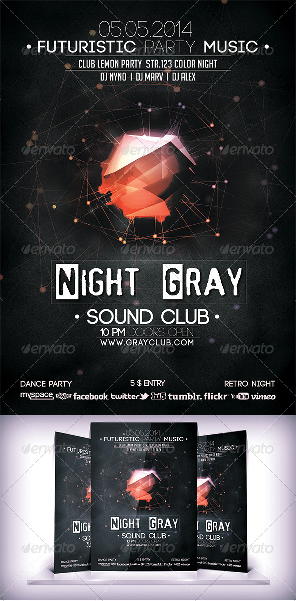 GraphicRiver Night Gray Sound Club Flyer 6892244 GraphicRiver Night Gray Sound Club Flyer 6892244
