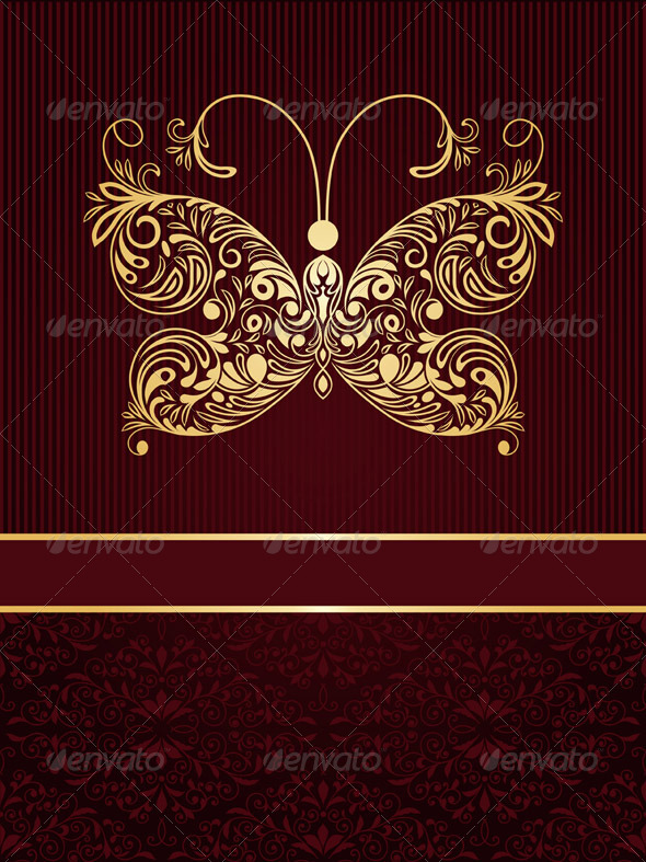 GraphicRiver Vector Greeting Card with Golden Butterfly 6892379 GraphicRiver Vector Greeting Card with Golden Butterfly 6892379