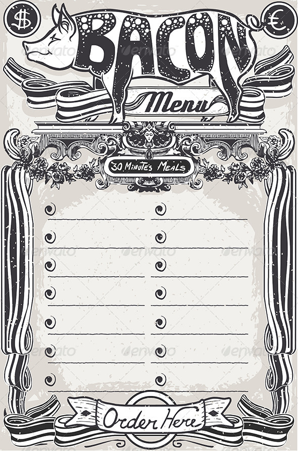 GraphicRiver Vintage Page Bacon Menu for Restaurant 6893085 GraphicRiver Vintage Page Bacon Menu for Restaurant 6893085