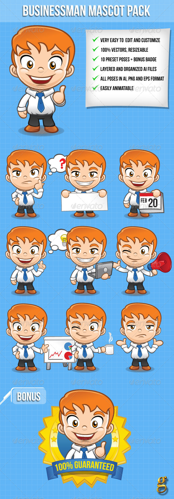 GraphicRiver Businessman Vector Mascot Pack 6758021 GraphicRiver Businessman Vector Mascot Pack 6758021