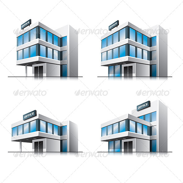 GraphicRiver Four Cartoon Office Buildings 6895731 GraphicRiver Four Cartoon Office Buildings 6895731