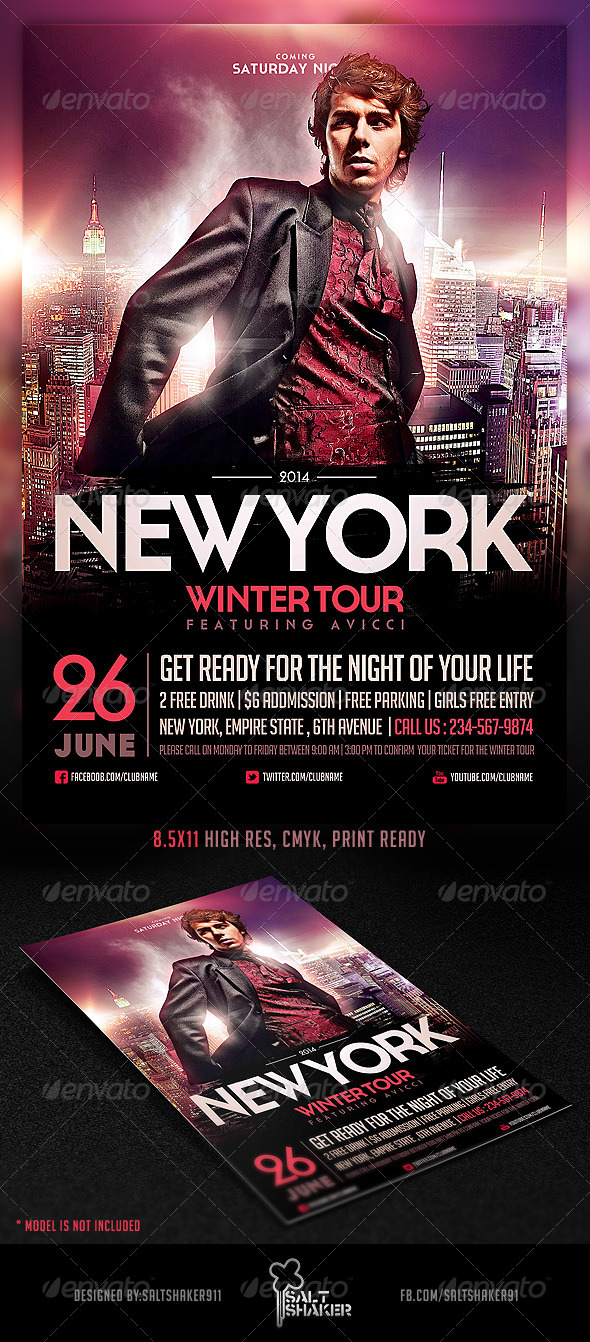 NYC Electro House Dj Flyer Template - Clubs & Parties Events