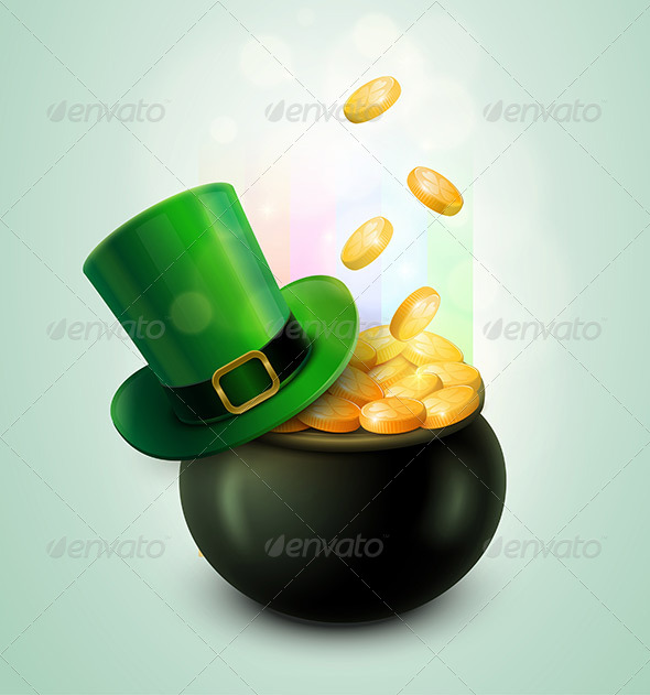 GraphicRiver Pot of Gold and Leprechaun Hat 6896130 GraphicRiver Pot of Gold and Leprechaun Hat 6896130