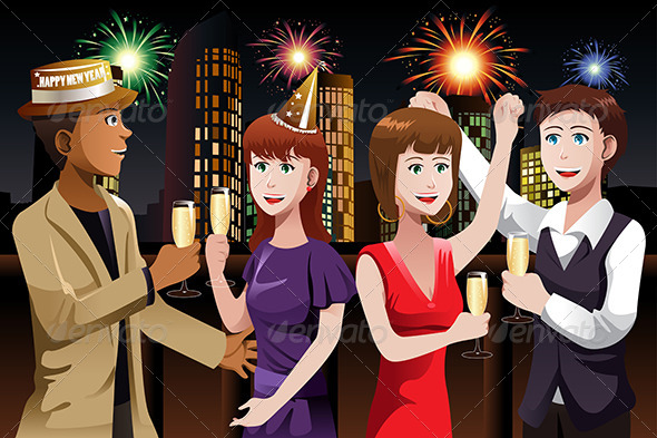 GraphicRiver Young People Celebrating New Year 6909398 GraphicRiver Young People Celebrating New Year 6909398