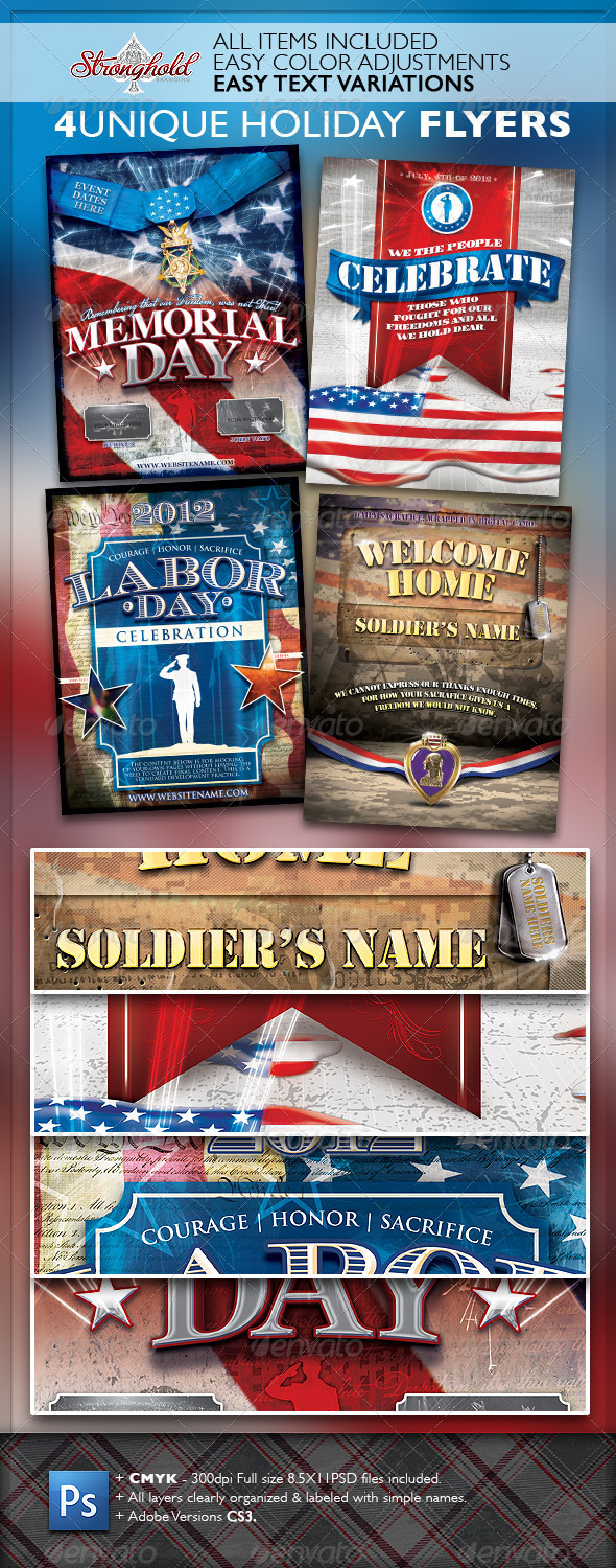 GraphicRiver Vintage Patriotic Military Holiday Flyer Bundle 6888981 GraphicRiver Vintage Patriotic Military Holiday Flyer Bundle 6888981